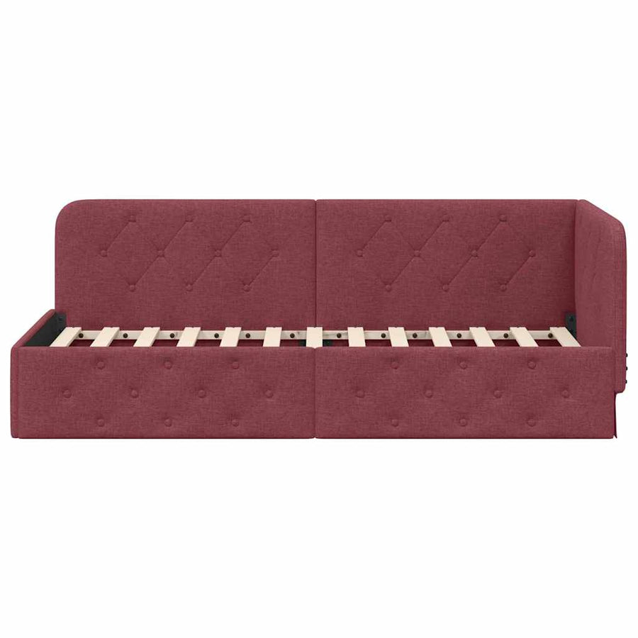 Hoekbedframe met hoofdeinde Wijnrood 80 x 200 cm Stof