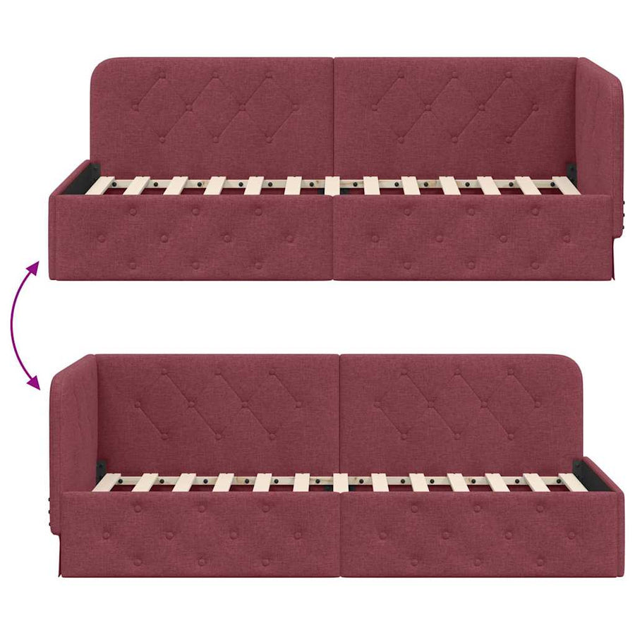 Hoekbedframe met hoofdeinde Wijnrood 80 x 200 cm Stof
