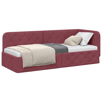 Hoekbedframe met hoofdeinde Wijnrood 80 x 200 cm Stof
