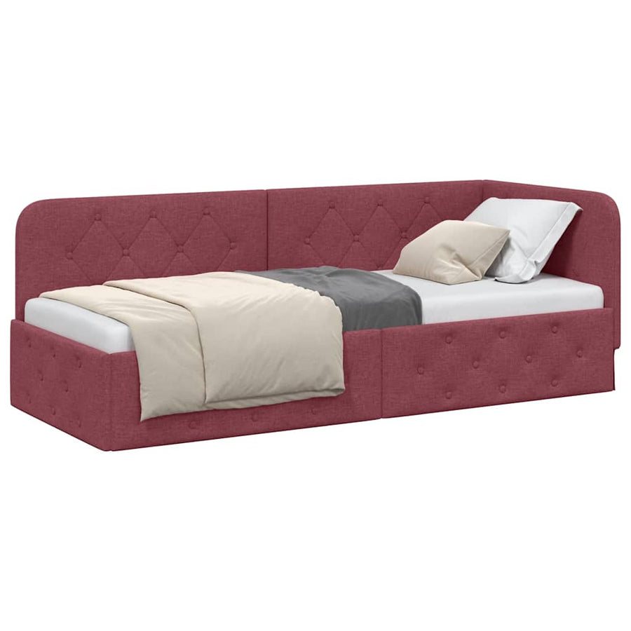 Hoekbedframe met hoofdeinde Wijnrood 80 x 200 cm Stof