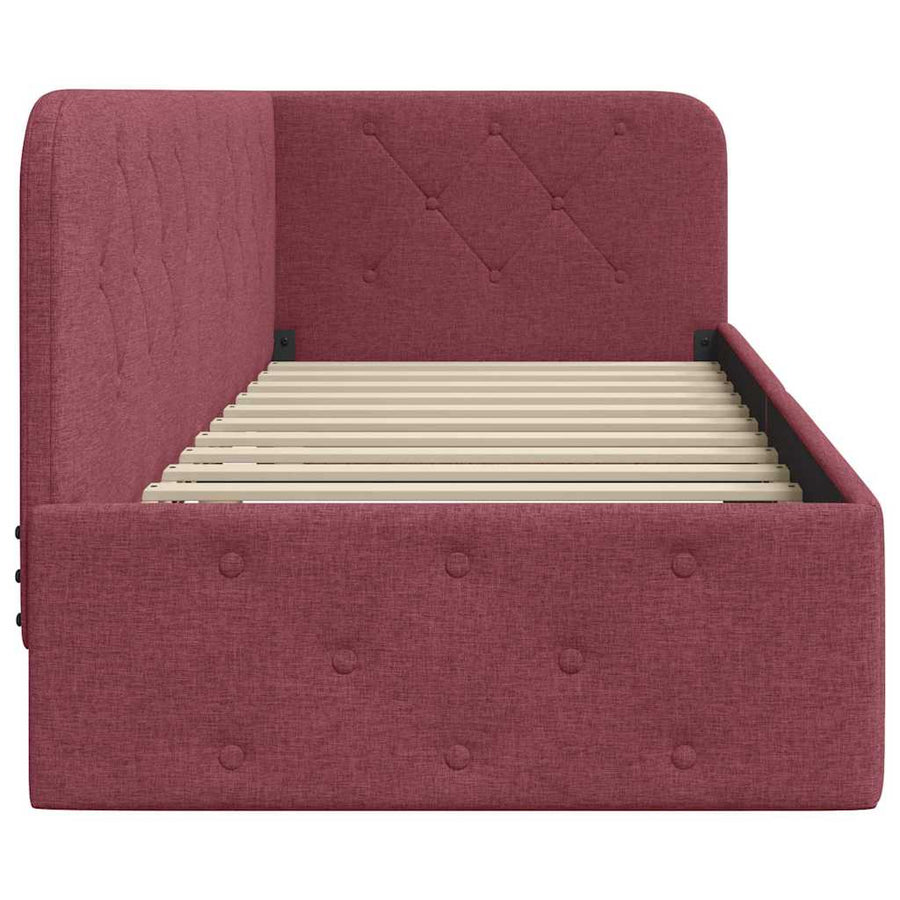 Hoekbedframe met hoofdeinde Wijnrood 80 x 200 cm Stof