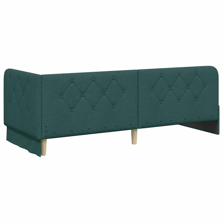 Hoekbedframe met hoofdeinde Donkergroen 80 x 200 cm Stof