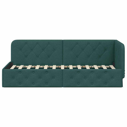 Hoekbedframe met hoofdeinde Donkergroen 80 x 200 cm Stof