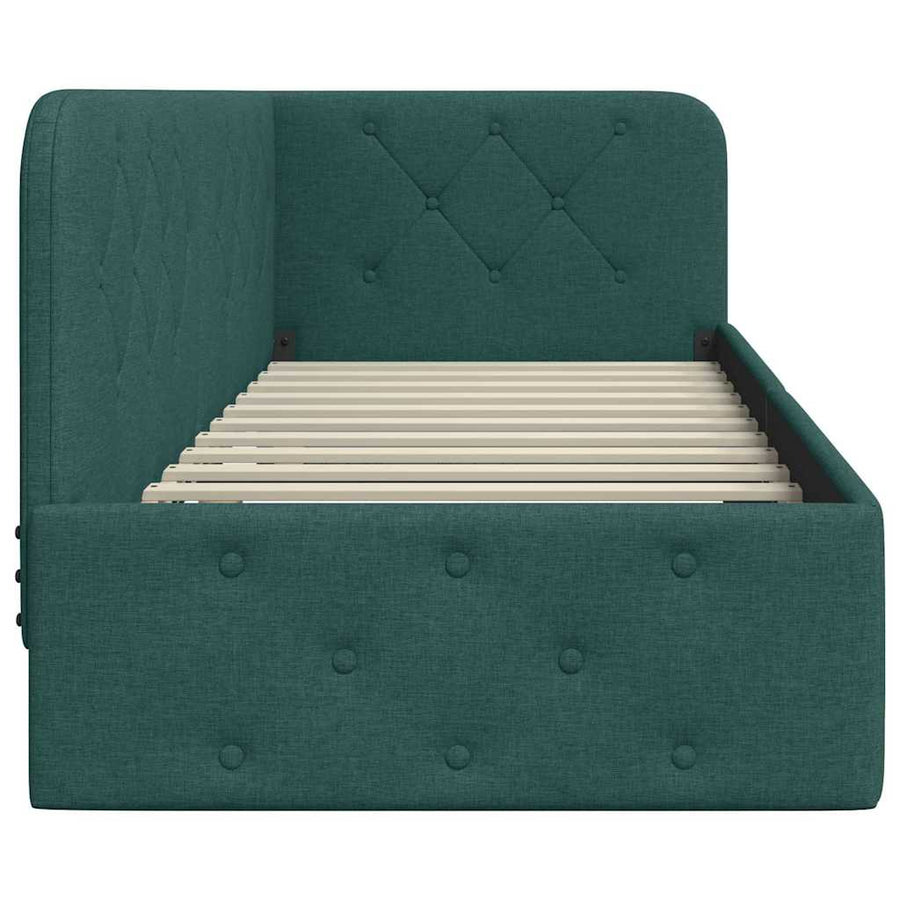 Hoekbedframe met hoofdeinde Donkergroen 80 x 200 cm Stof