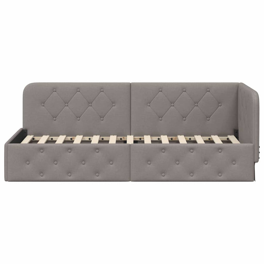 Hoekbedframe met hoofdeinde Taupe 80 x 200 cm Stof