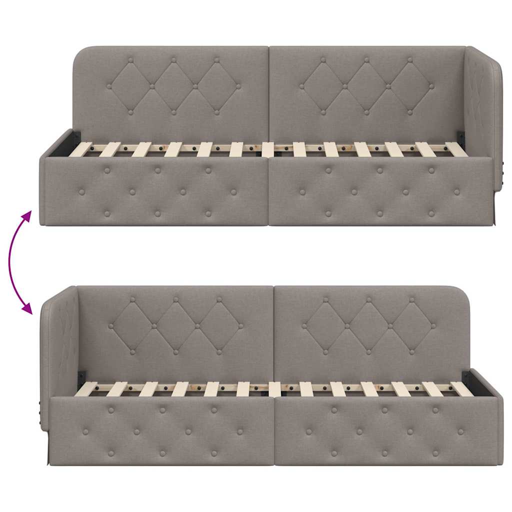 Hoekbedframe met hoofdeinde Taupe 80 x 200 cm Stof