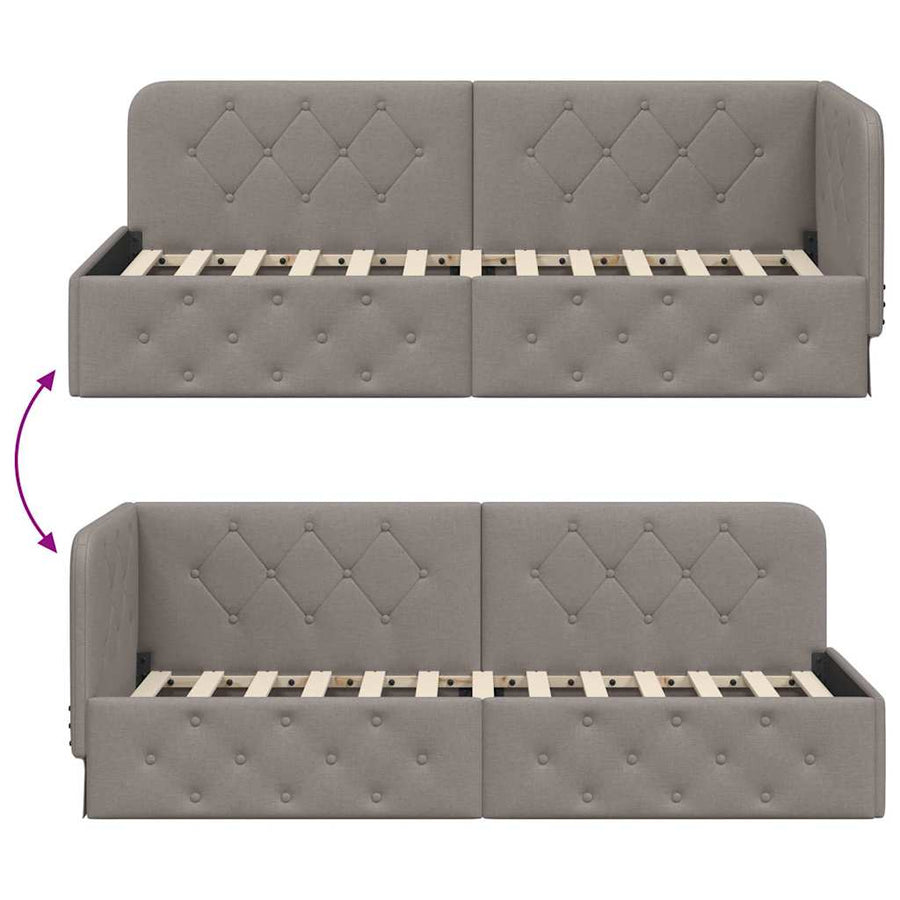 Hoekbedframe met hoofdeinde Taupe 80 x 200 cm Stof