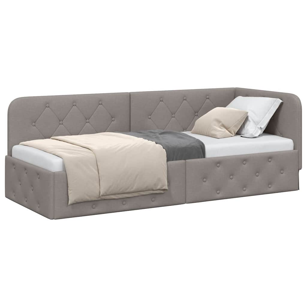 Hoekbedframe met hoofdeinde Taupe 80 x 200 cm Stof