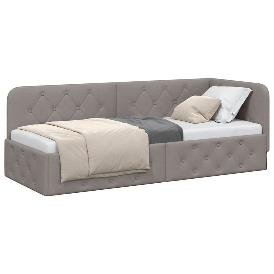 Hoekbedframe met hoofdeinde Taupe 80 x 200 cm Stof