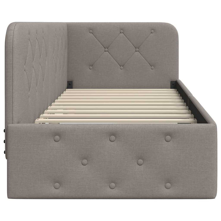 Hoekbedframe met hoofdeinde Taupe 80 x 200 cm Stof
