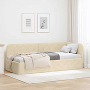 Hoekbedframe 80x200 cm crème stof