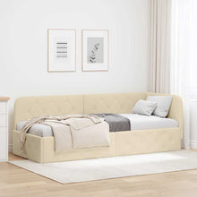 Hoekbedframe met hoofdeinde Crème 80 x 200 cm Stof