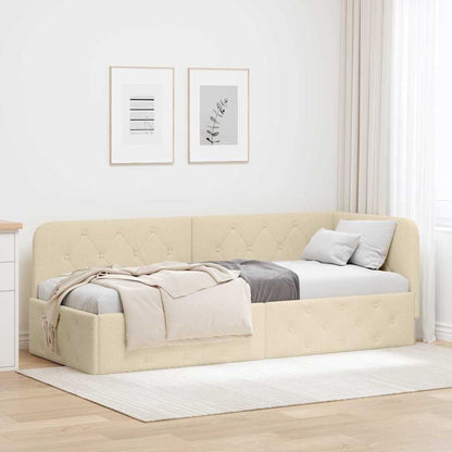 Hoekbedframe met hoofdeinde Crème 80 x 200 cm Stof