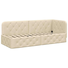 Hoekbedframe met hoofdeinde Crème 80 x 200 cm Stof