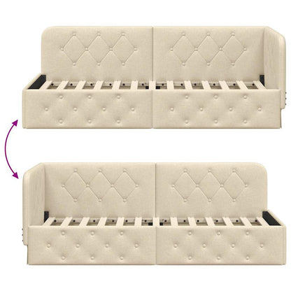 Hoekbedframe met hoofdeinde Crème 80 x 200 cm Stof