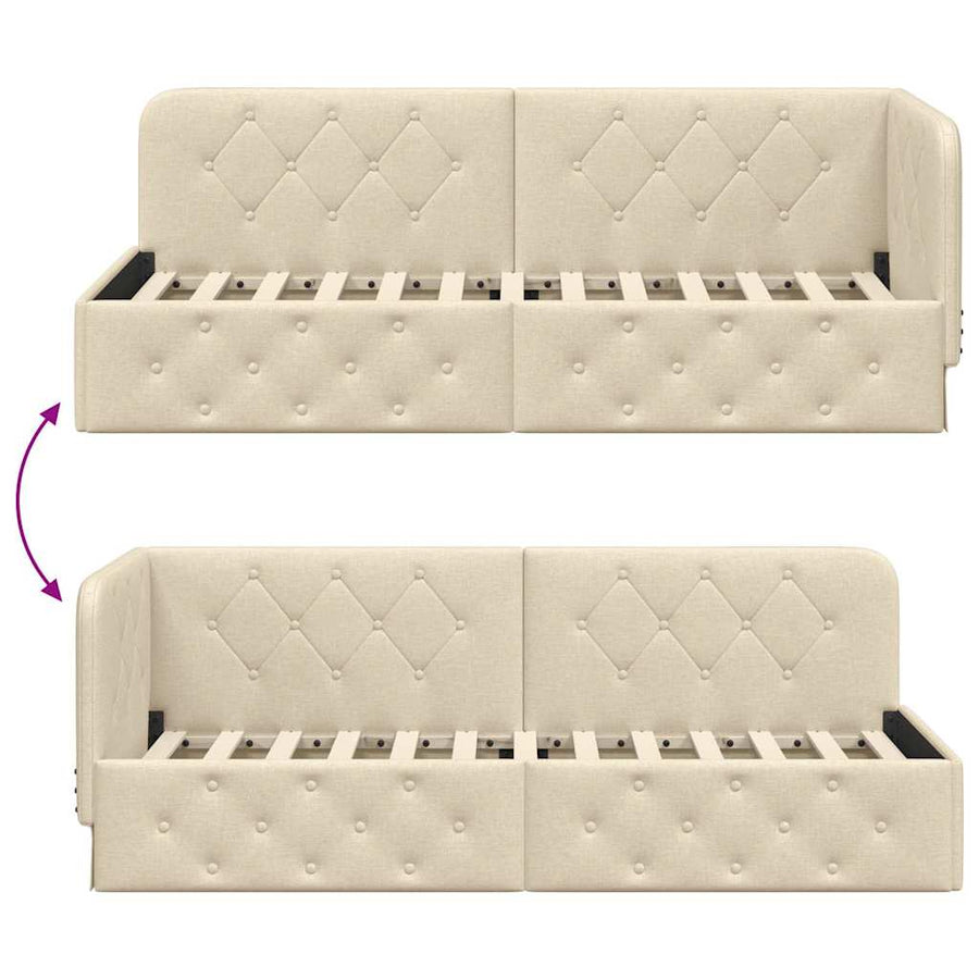 Hoekbedframe met hoofdeinde Crème 80 x 200 cm Stof