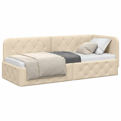 Hoekbedframe met hoofdeinde Crème 80 x 200 cm Stof