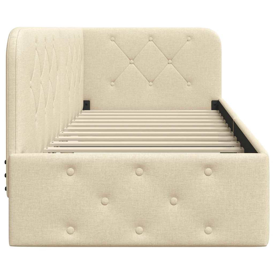Hoekbedframe met hoofdeinde Crème 80 x 200 cm Stof
