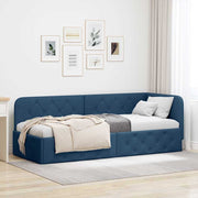 Hoekbedframe 80x200 cm stof blauw