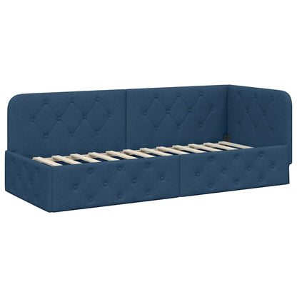 Hoekbedframe met hoofdeinde Blauw 80 x 200 cm Stof
