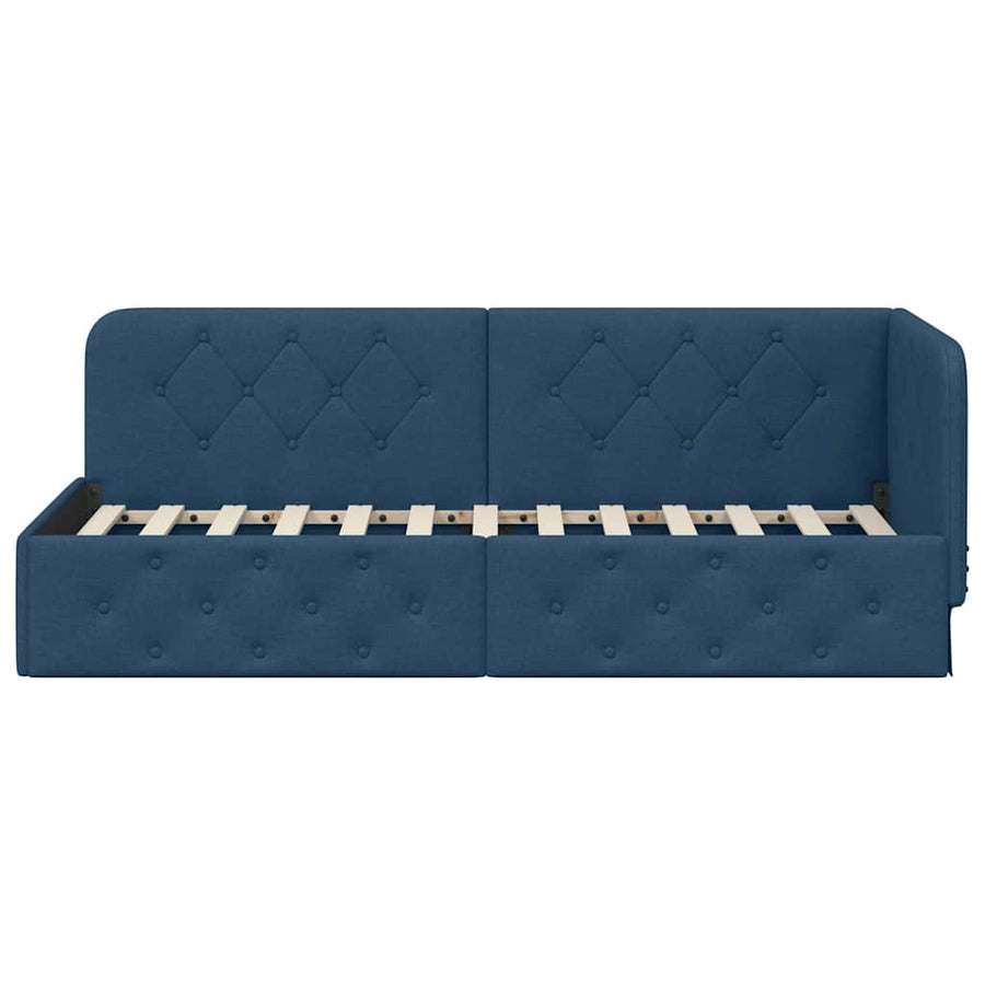Hoekbedframe met hoofdeinde Blauw 80 x 200 cm Stof