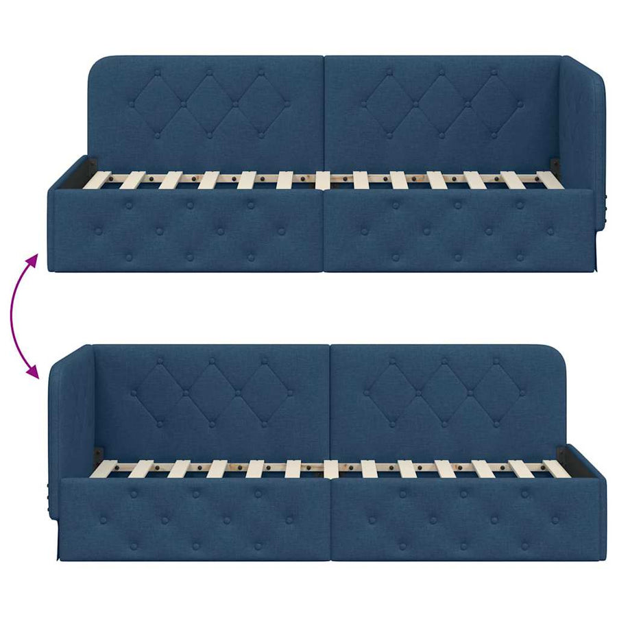 Hoekbedframe met hoofdeinde Blauw 80 x 200 cm Stof