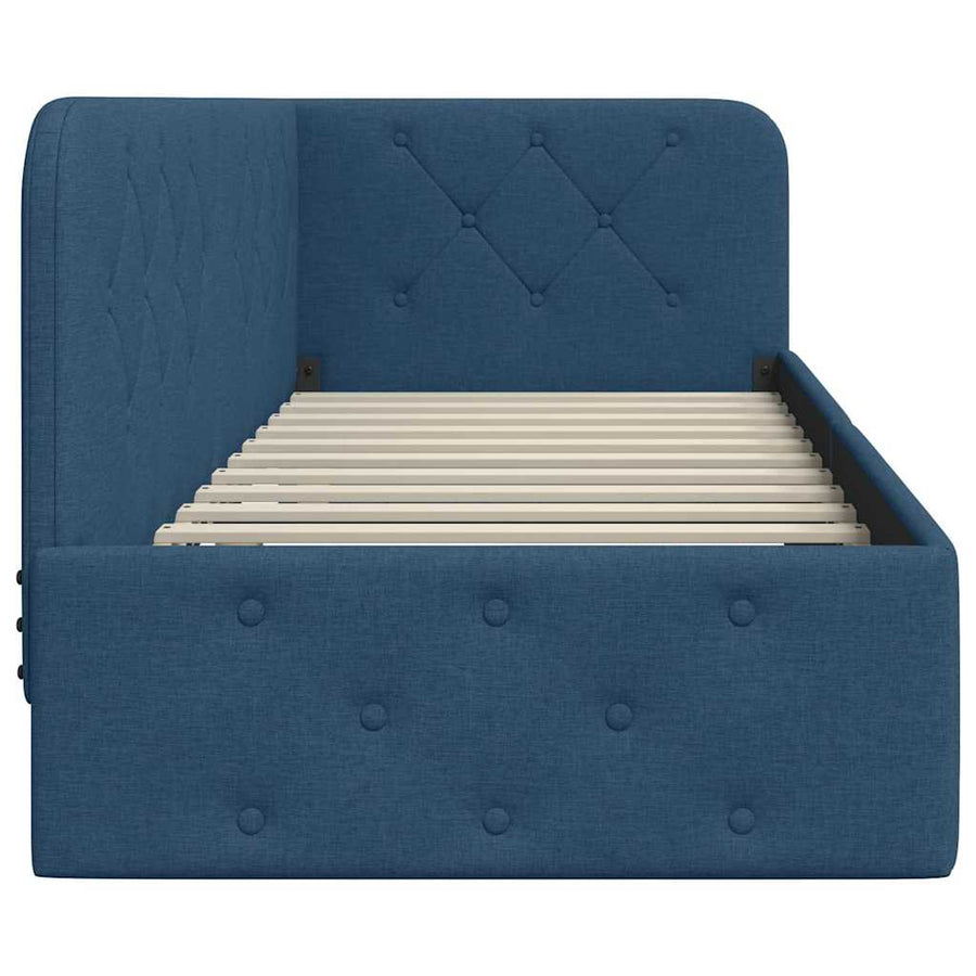 Hoekbedframe met hoofdeinde Blauw 80 x 200 cm Stof