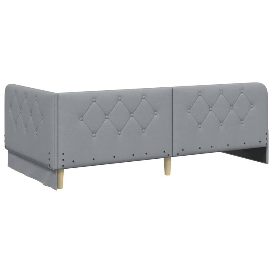 Hoekbedframe met hoofdeinde Lichtgrijs 90 x 190 cm Stof