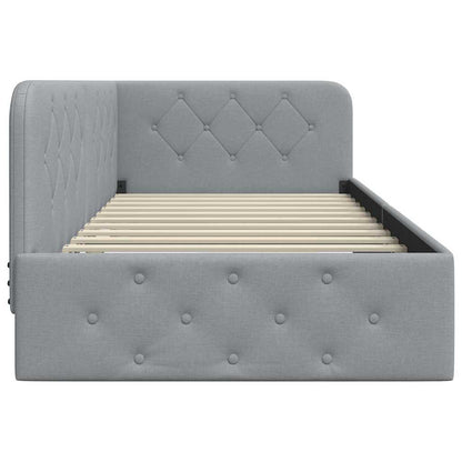 Hoekbedframe met hoofdeinde Lichtgrijs 90 x 190 cm Stof