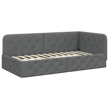 Hoekbedframe met hoofdeinde Donkergrijs 90 x 190 cm Stof