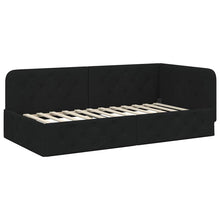 Hoekbedframe met hoofdeinde Zwart 90 x 190 cm Stof