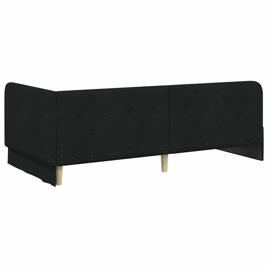 Hoekbedframe met hoofdeinde Zwart 90 x 190 cm Stof