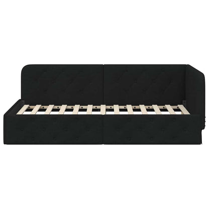 Hoekbedframe met hoofdeinde Zwart 90 x 190 cm Stof