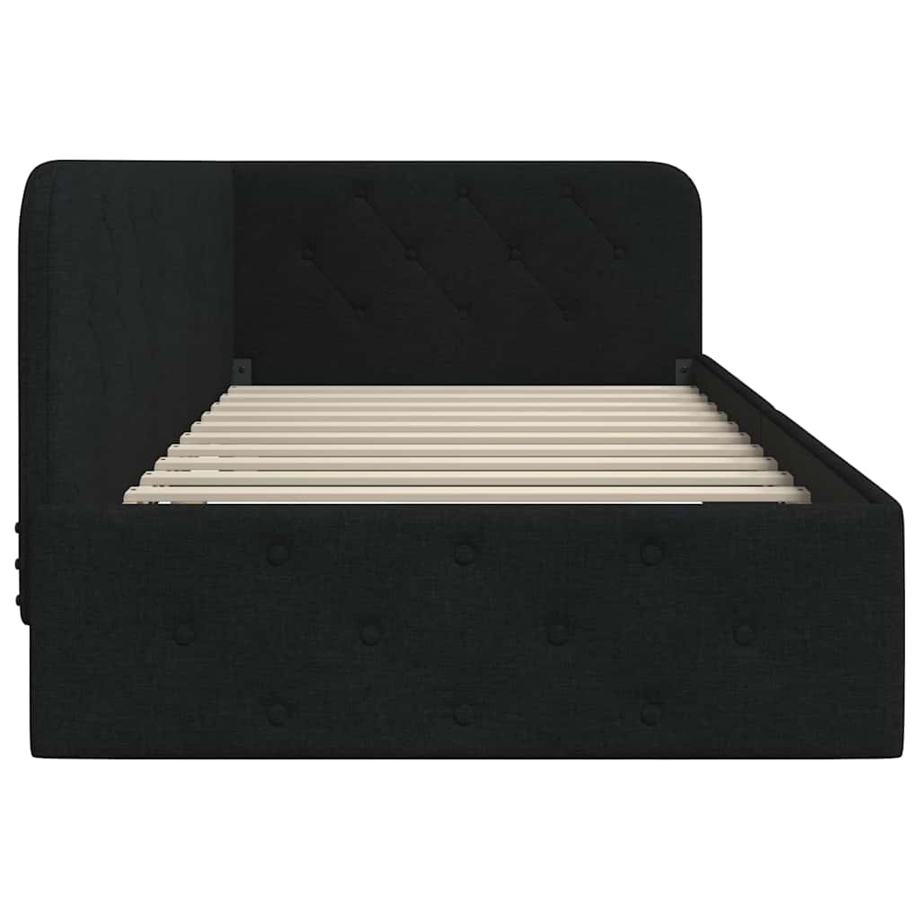 Hoekbedframe met hoofdeinde Zwart 90 x 190 cm Stof