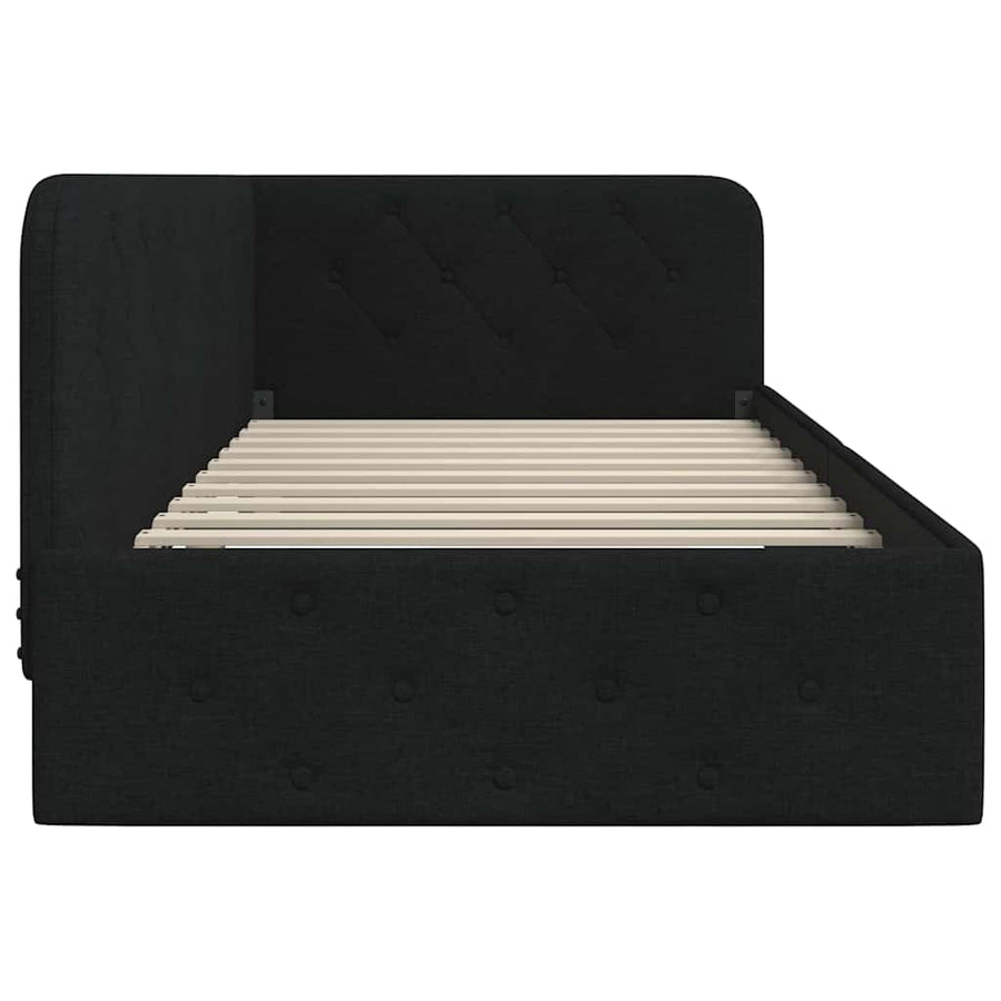 Hoekbedframe met hoofdeinde Zwart 90 x 190 cm Stof