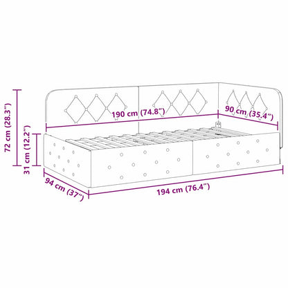 Hoekbedframe met hoofdeinde Wijnrood 90 x 190 cm Stof
