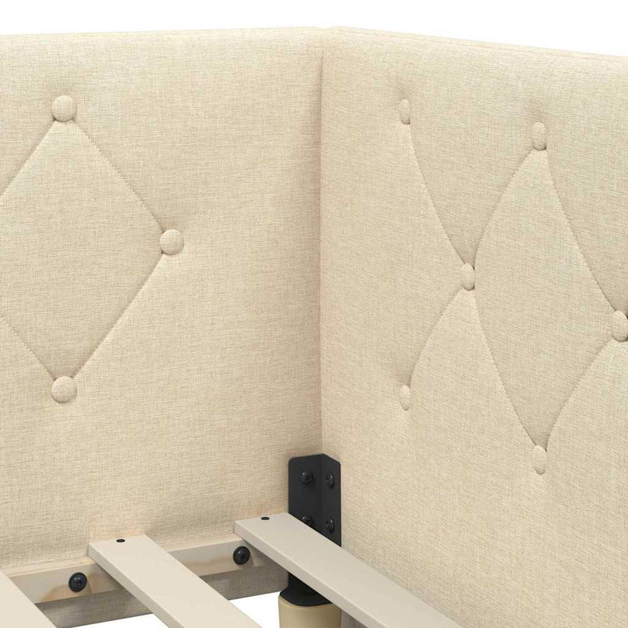 Hoekbedframe met hoofdeinde Crème 90 x 190 cm Stof