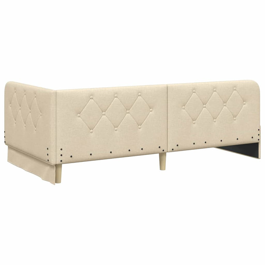 Hoekbedframe met hoofdeinde Crème 90 x 190 cm Stof