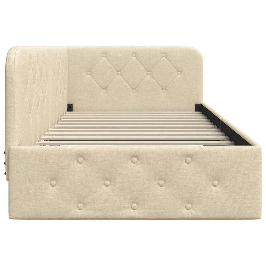 Hoekbedframe met hoofdeinde Crème 90 x 190 cm Stof
