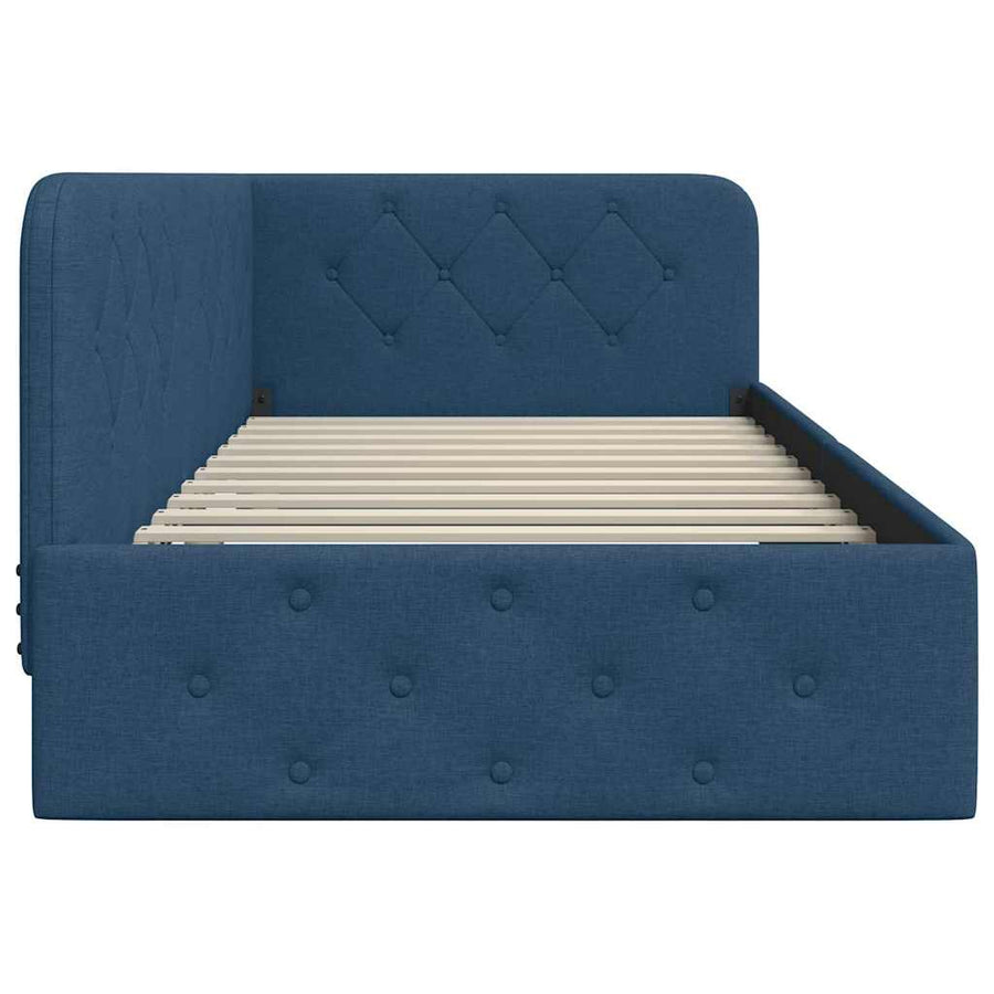 Hoekbedframe met hoofdeinde Blauw 90 x 190 cm Stof