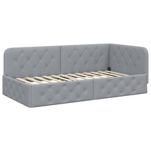 Hoekbedframe met hoofdeinde Lichtgrijs 90 x 200 cm Stof