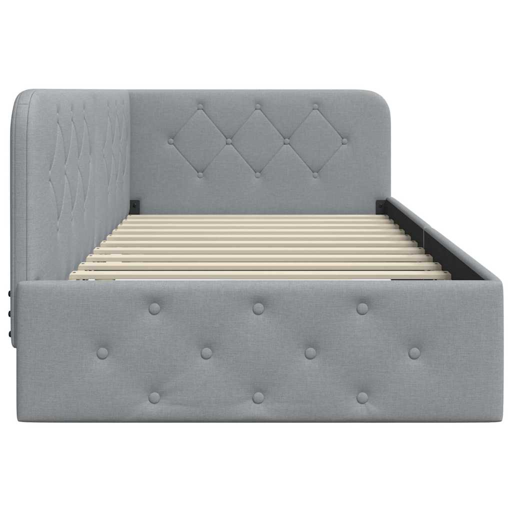 Hoekbedframe met hoofdeinde Lichtgrijs 90 x 200 cm Stof