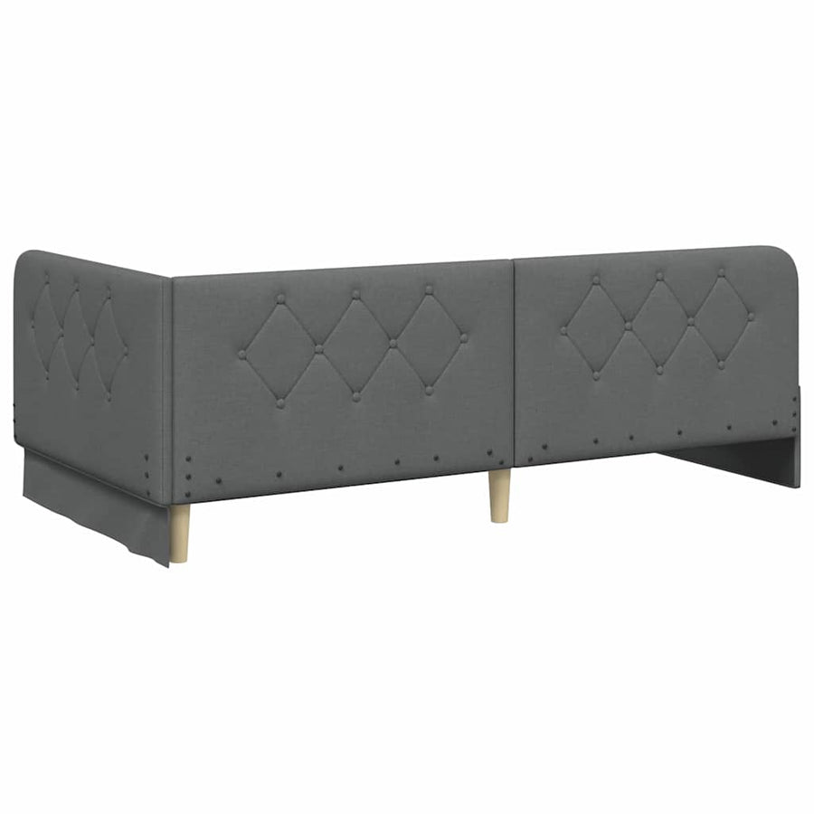 Hoekbedframe met hoofdeinde Donkergrijs 90 x 200 cm Stof