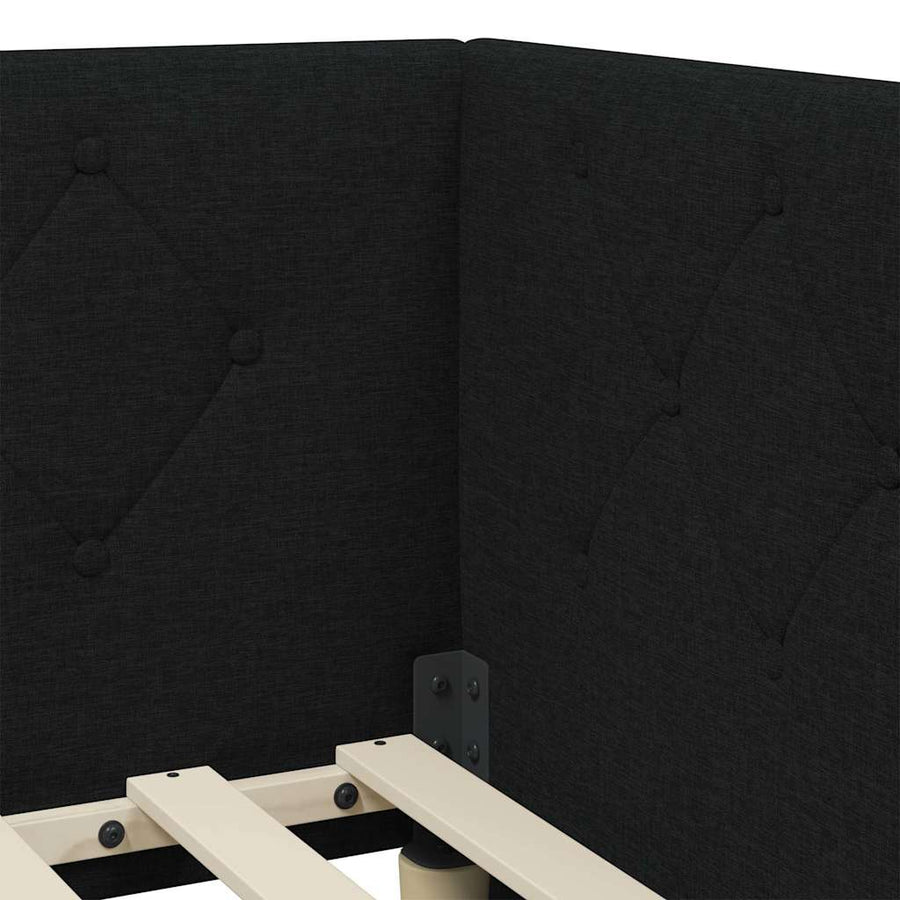 Hoekbedframe met hoofdeinde Zwart 90 x 200 cm Stof