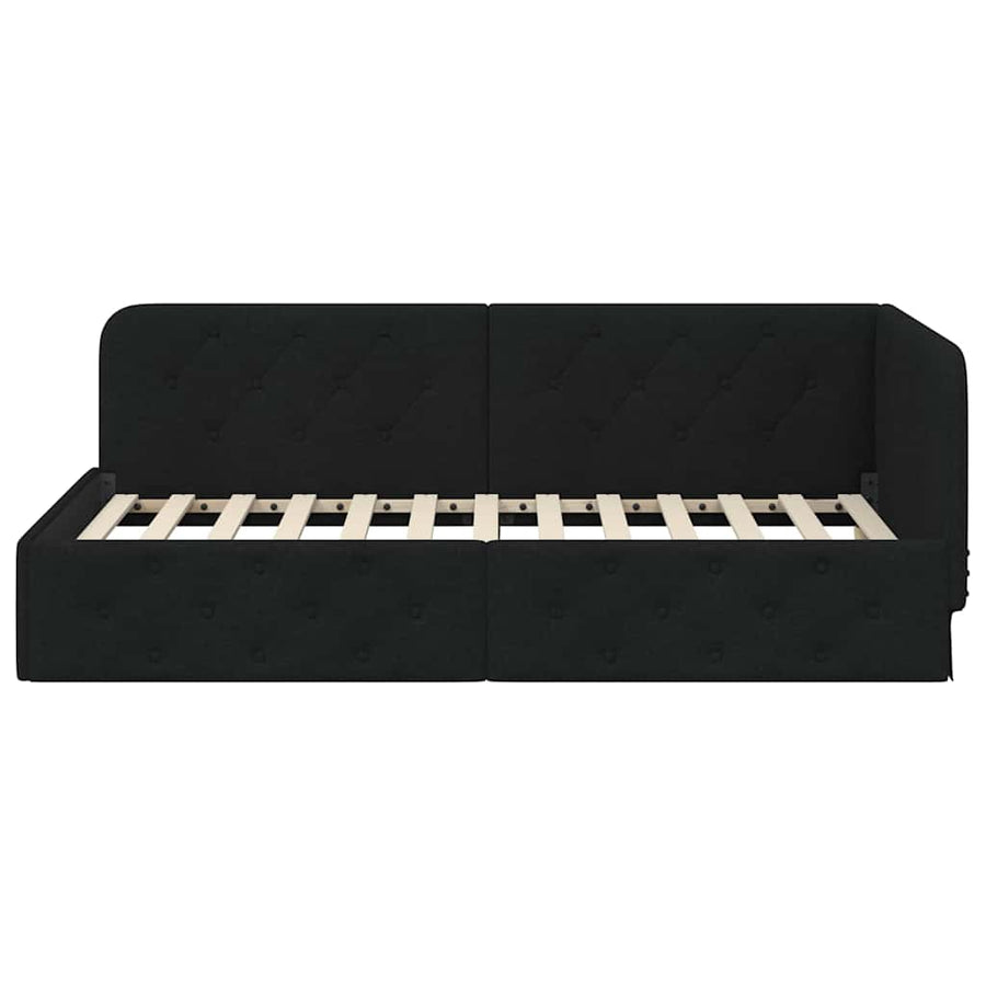 Hoekbedframe met hoofdeinde Zwart 90 x 200 cm Stof