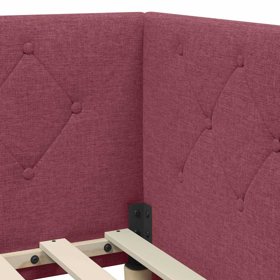 Hoekbedframe met hoofdeinde Wijnrood 90 x 200 cm Stof