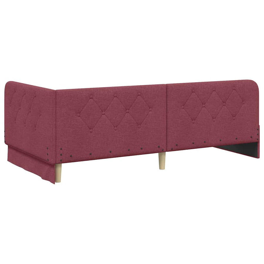 Hoekbedframe met hoofdeinde Wijnrood 90 x 200 cm Stof