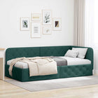 Corner Bed Frame with Headboard Dark Green 90 x 200 cm Fabric