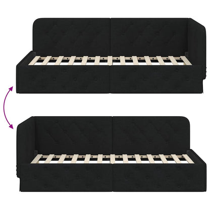 Hoekbedframe met hoofdeinde Zwart 100 x 200 cm Stof