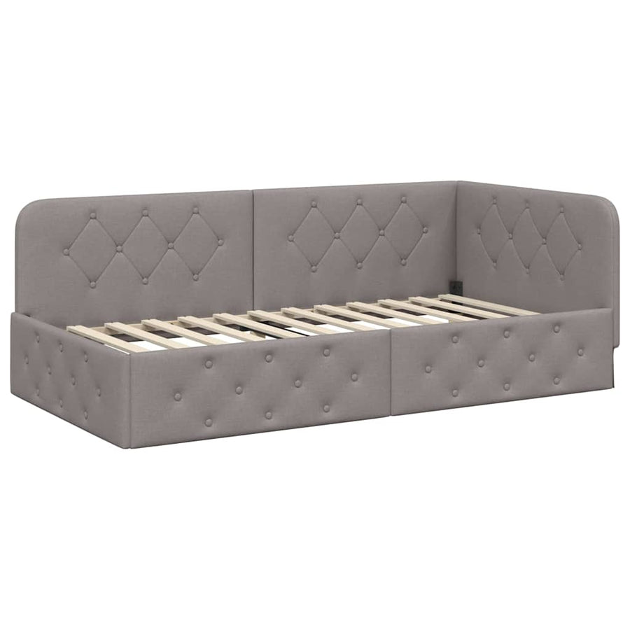 Hoekbedframe met hoofdeinde Taupe 100 x 200 cm Stof